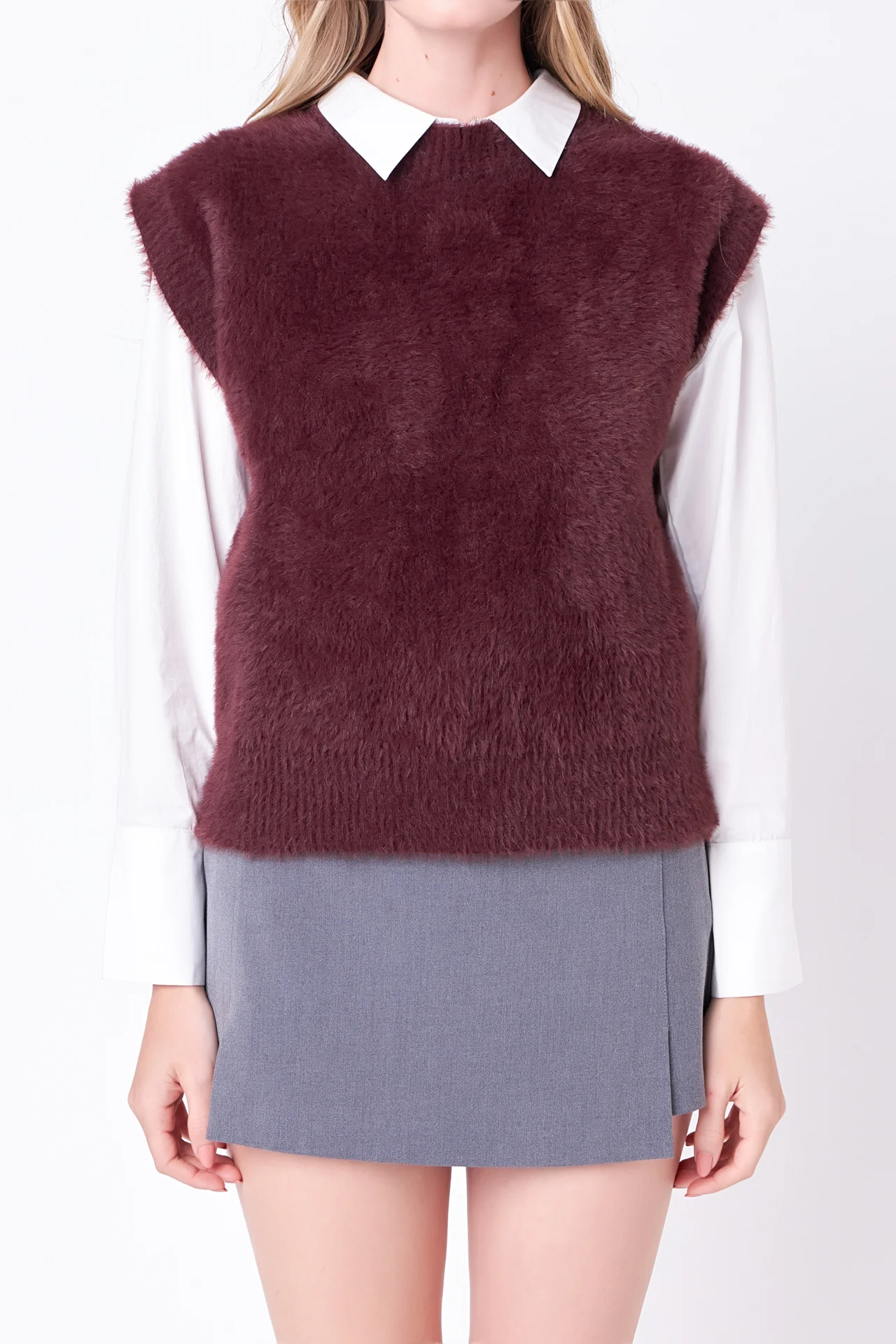 Feather Plush Knit Vest - Image 7