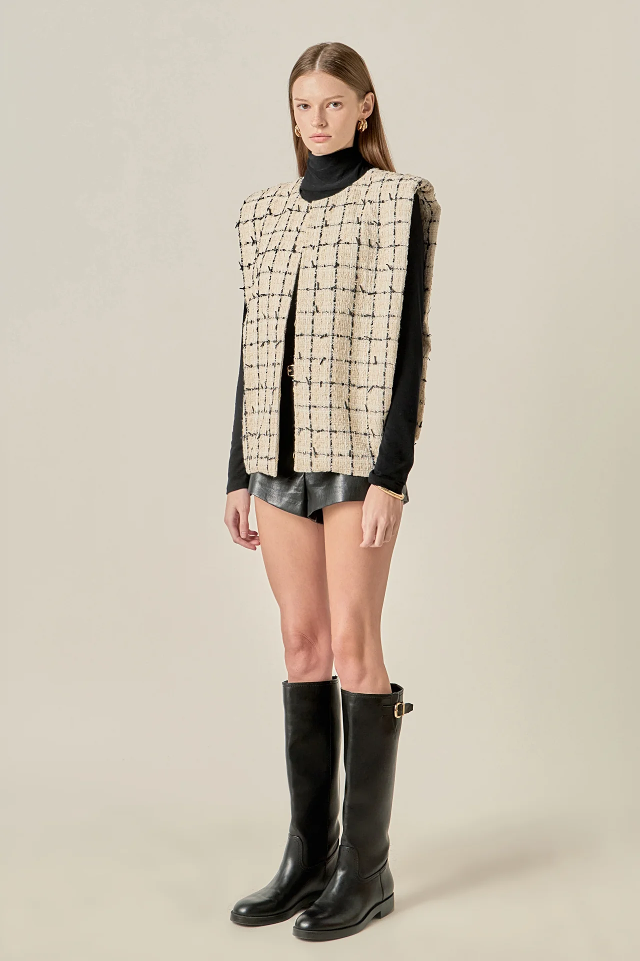 Premium Tweed Vest with Shoulder Pads - Image 3